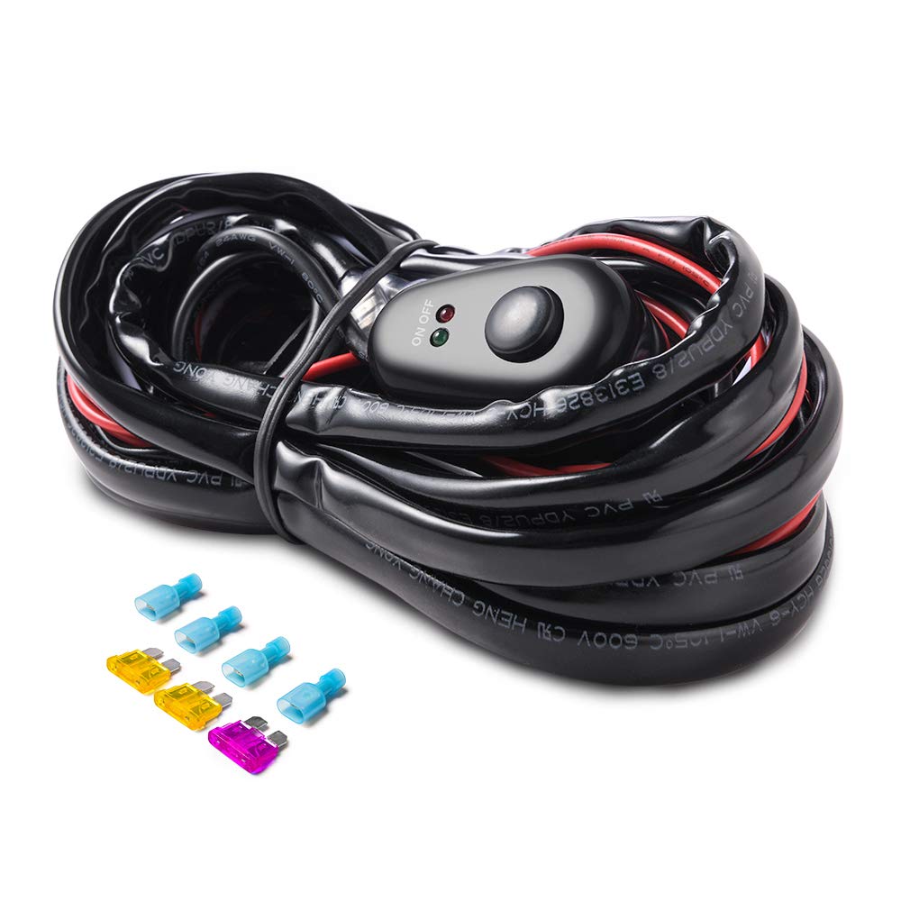 LED Light Bar Wiring Harness Off Road Power 40A Relay Fuse ON-Off Switch (2 Lead)