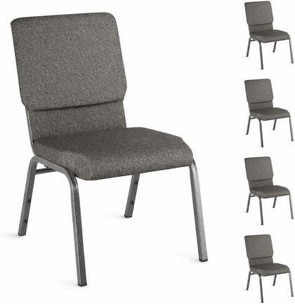 Stackable Church Chair with Book Pocket, Fabric Upholstered Seat, Steel Frame - Perfect for Auditorium, Worship