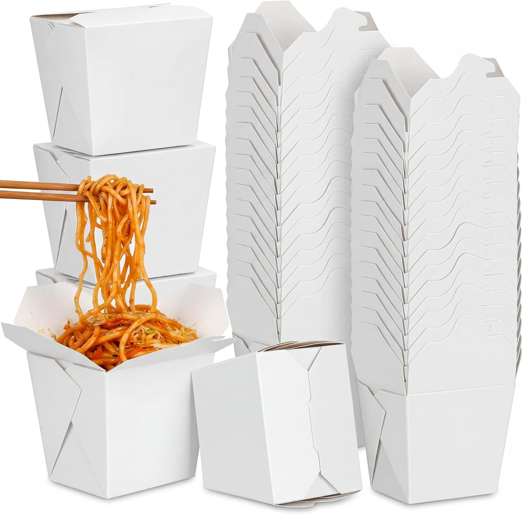 100 Pack 16 oz Chinese Take out Boxes Food Box, White