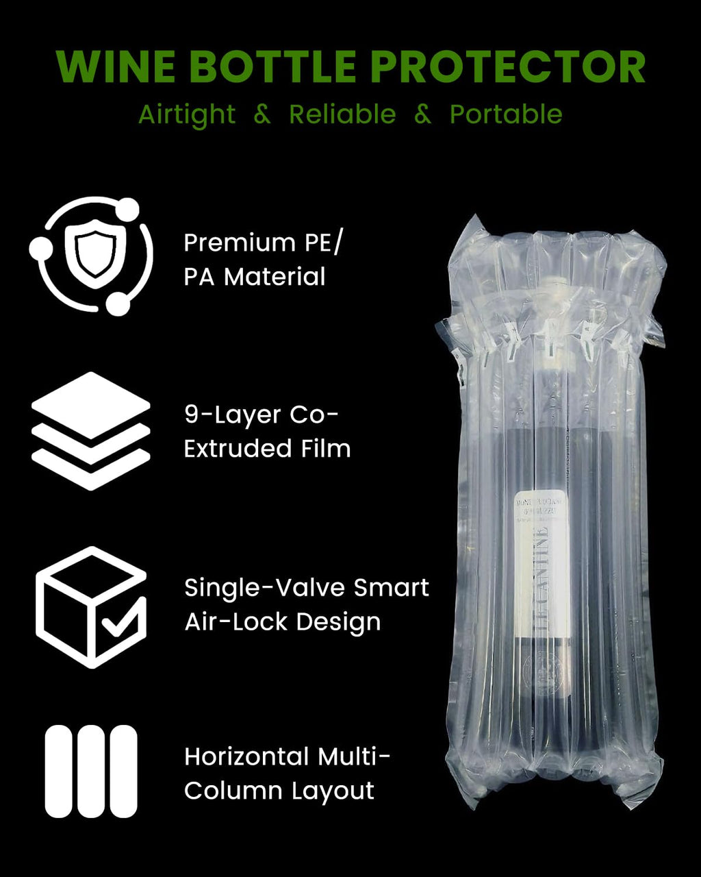 10 Pack Wine Bags for Travel, Inflatable Bottle Protector Sleeve