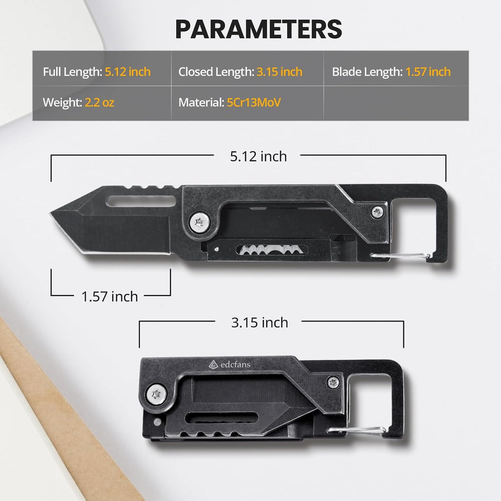 Keychain Knife, Multitool Key Chain with Bottle Opener Pocket Knife | Carabiner with Folding Knife, Screwdriver