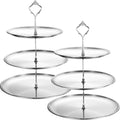 2 Pack 3 Tier Cupcake Stand Serving Tray Metal,Silver