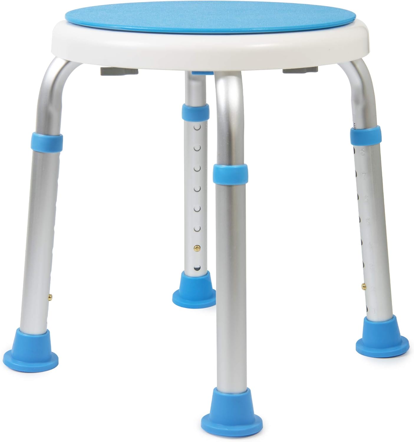 Medical Tool-Free Assembly Adjustable Swivel Shower Stool Seat Bench with Anti-Slip Rubber Tips for Safety and Stability