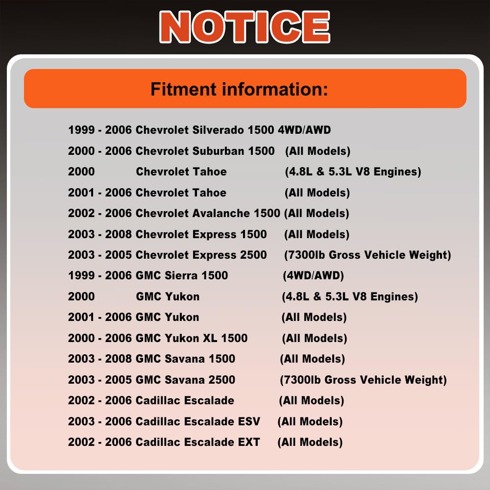 RPMParts Front Upper & Lower Ball Joint for Chevy Tahoe Silverado 1500