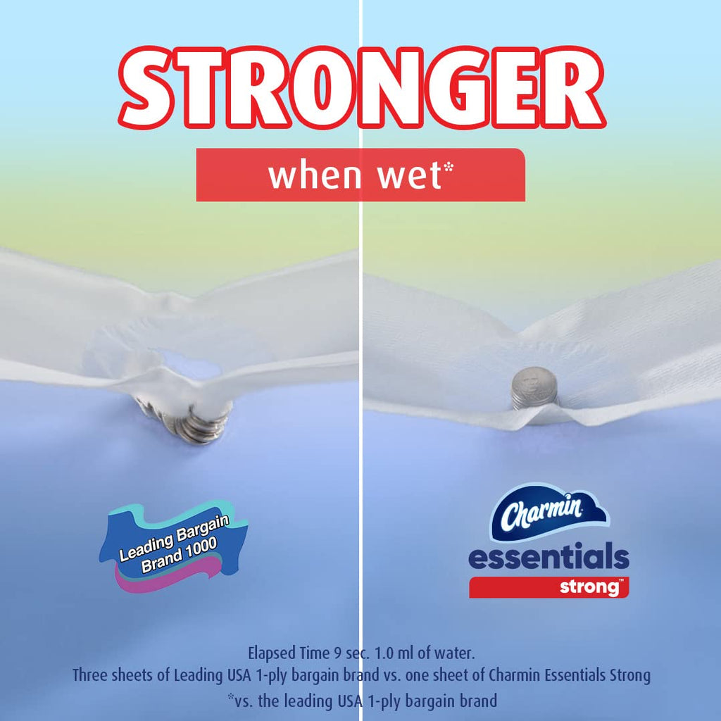 Essentials Strong Toilet Paper, 9 Mega Rolls = 36 Regular Rolls