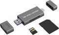 UHS-II SD MicroSD USB Card Reader, Transfer Speed up to 312MB/s, Gray | SD Card Adapter, 3-in-1 USB-A USB-C Micro USB