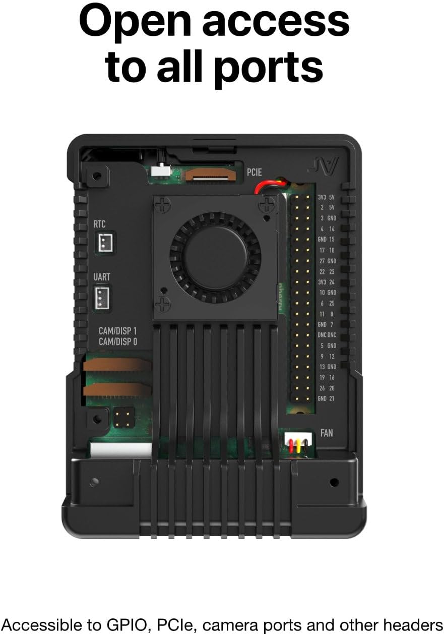 Argon NEO 5 Aluminum Case for Raspberry Pi 5 - Built-in Fan (Black)