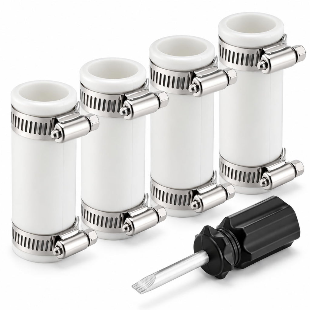 ElaraBerry 4 Pack 3/4" XL Flexible PVC Pipe Coupling with Clamp