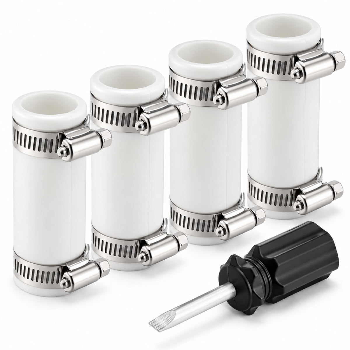 ElaraBerry 4 Pack 3/4" XL Flexible PVC Pipe Coupling with Clamp
