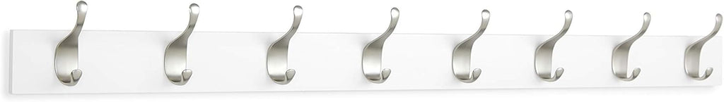 Wall Mounted Modern Coat Rack for Entryway and Bedroom with Versatile Storage Hooks, Rectangular, 8-Hook, White |