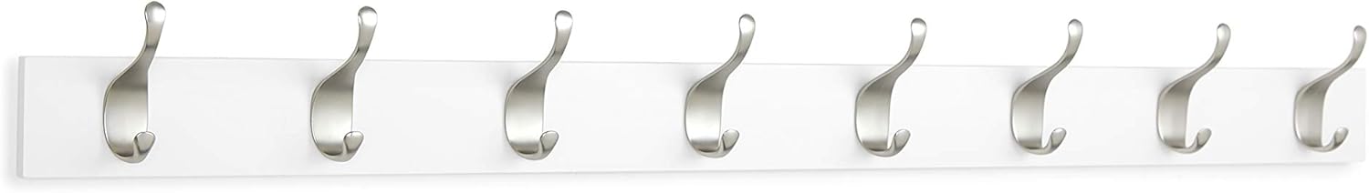 Wall Mounted Modern Coat Rack for Entryway and Bedroom with Versatile Storage Hooks, Rectangular, 8-Hook, White |