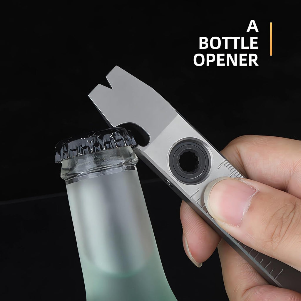 Titanium Pry Bar,Multi-tool,EDC Tool,Versatile Pry Tool,Bottle Opener,Wrench,Ratche screwdriver,Nail puller,Crowbar