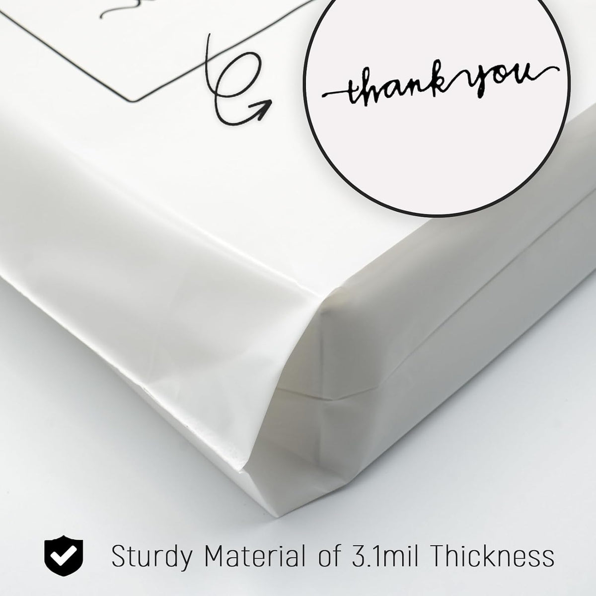 Thank You Shopping Bags - Soft Loop Handles White 50Pcs 12x15In