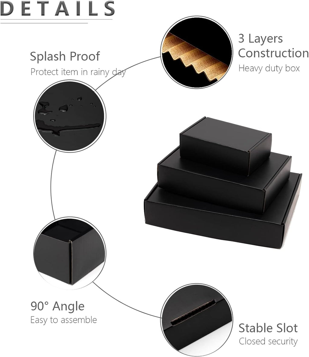 Black Shipping Boxes 14x14x2 Inches 20 Pack Corrugated Cardboard