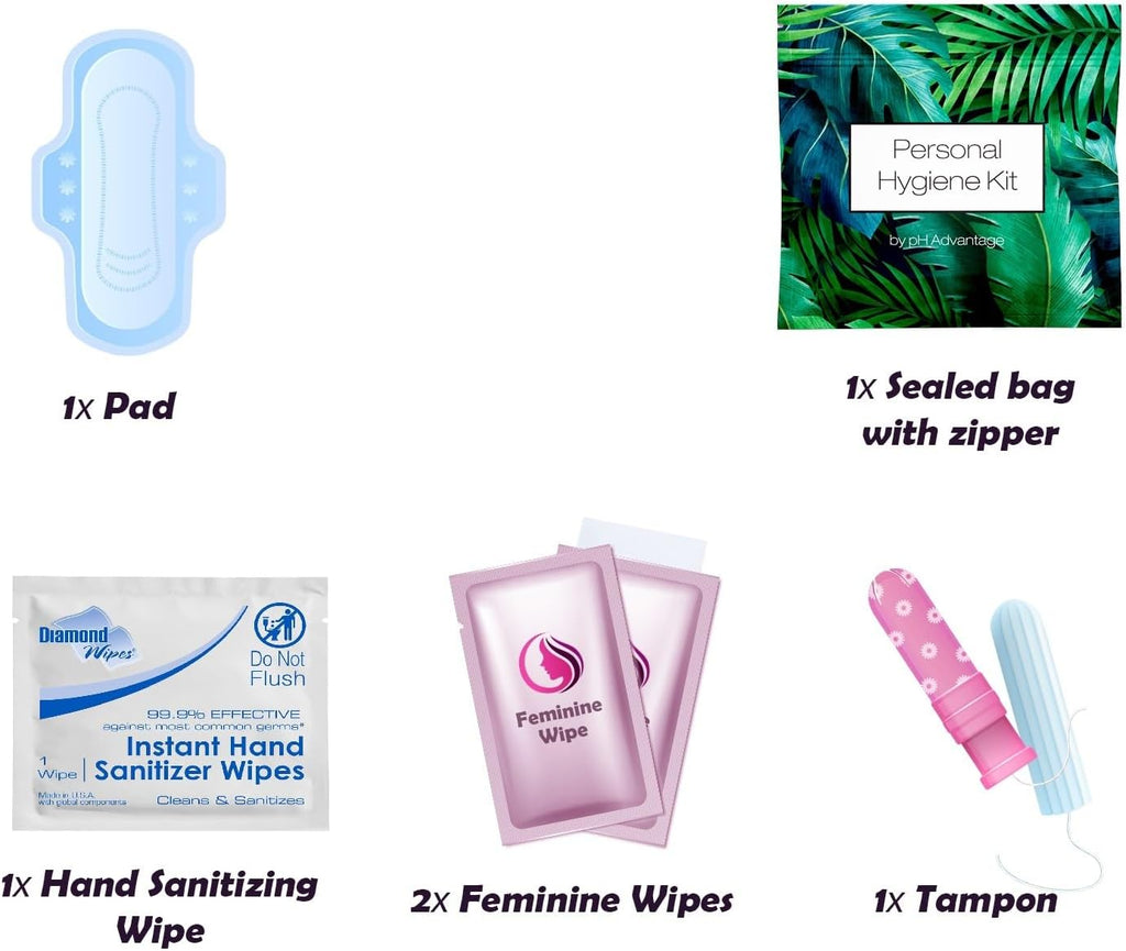 Green Fern Style Menstrual Kit All-in-One 50 Pack | Convenience on The Go | Period Kit Pack for Travelling, Tweens &