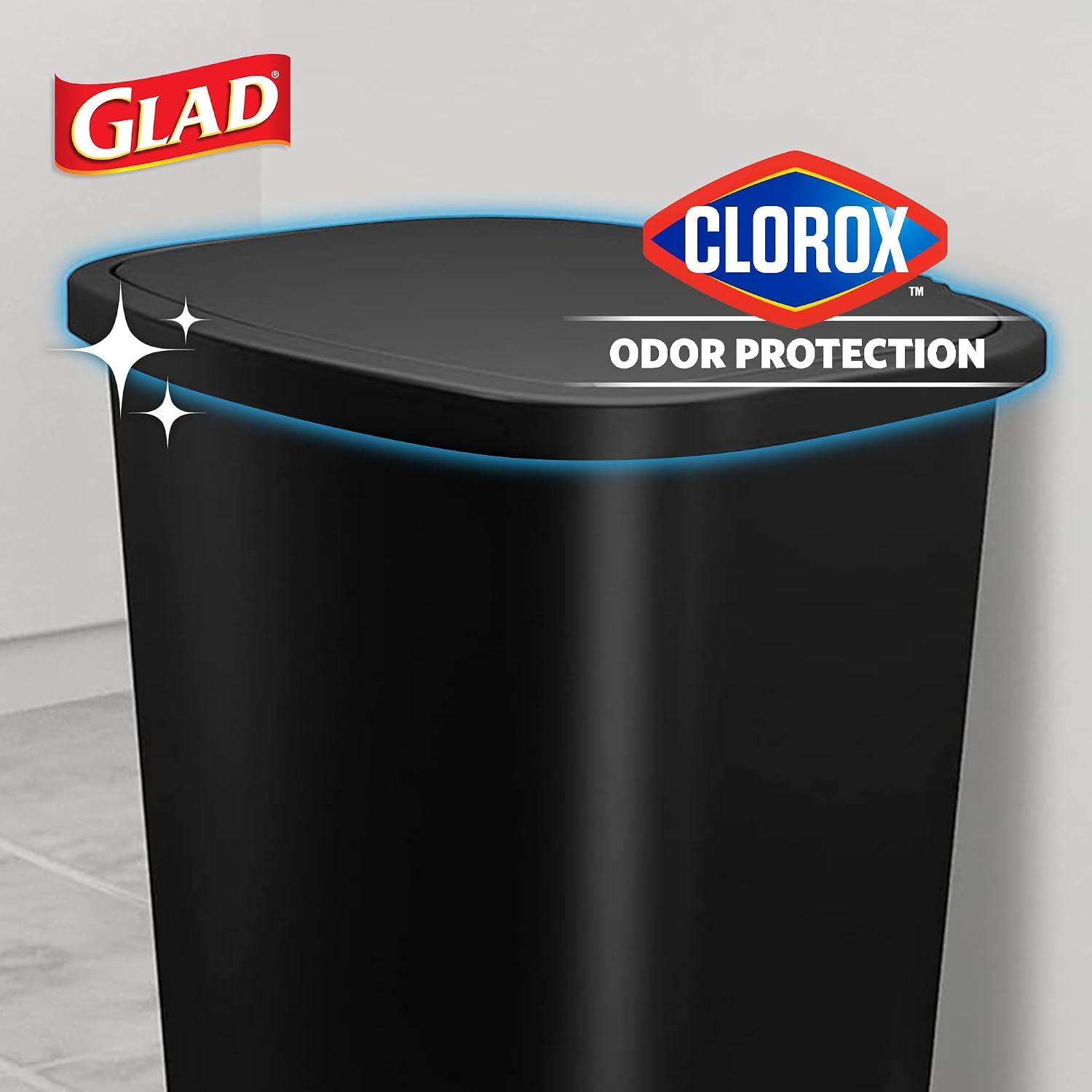20 Gallon Trash Can with Clorox Odor Protection | Plastic Kitchen Waste Bin | Hands Free with Step On Foot Pedal and