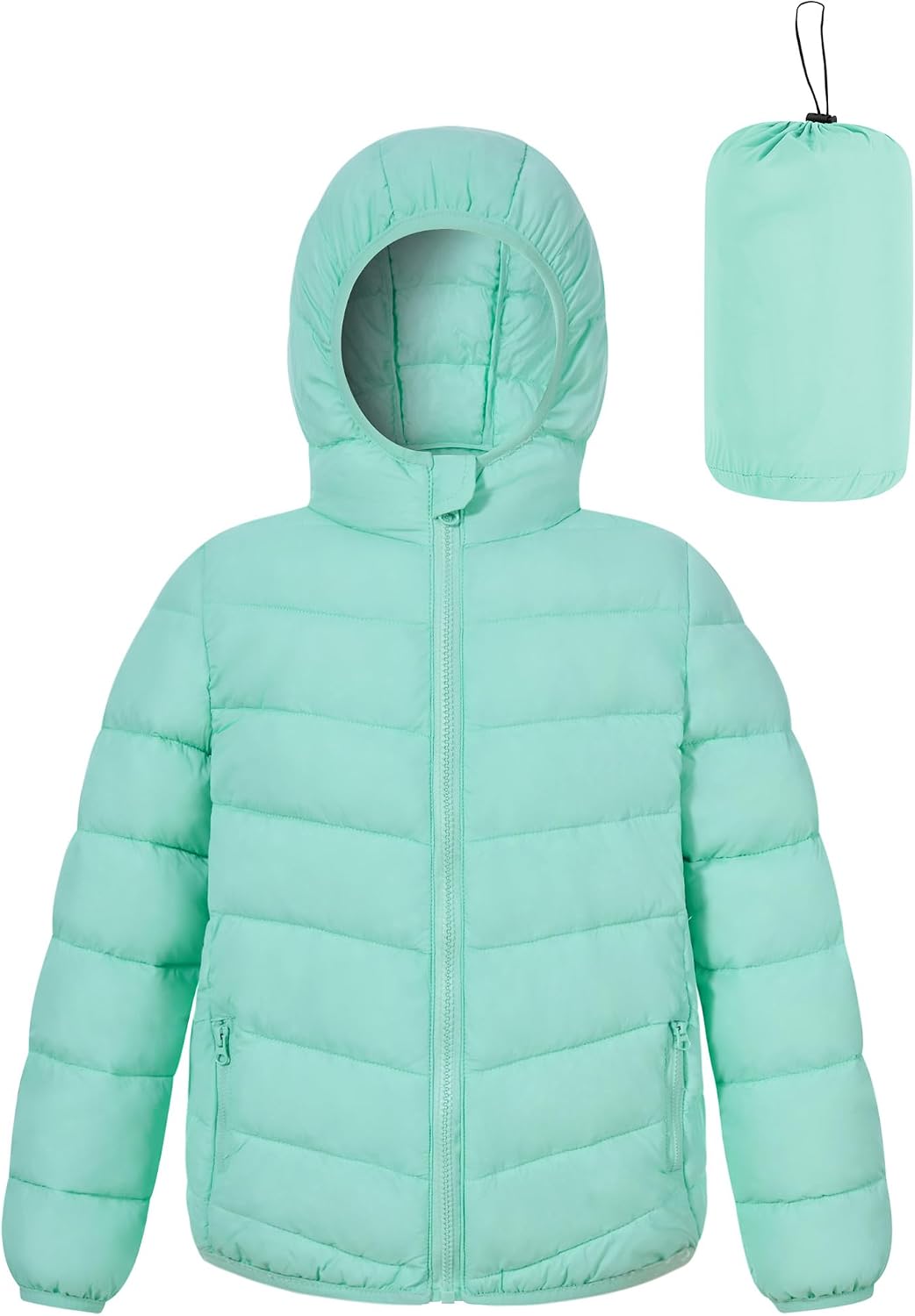4-12 Years Girls Winter Coats Packable Lightweight Hooded Puffer Jackets with Pocket