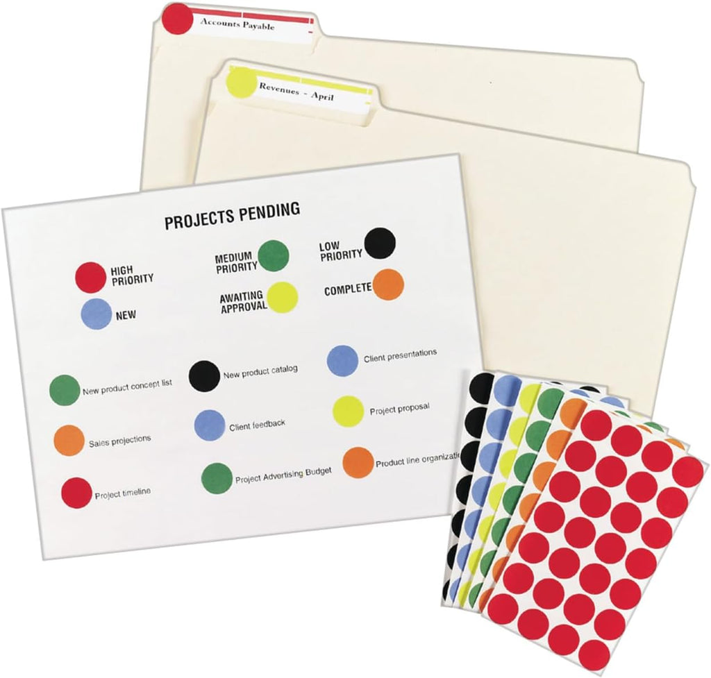 Color-Coding Removable Labels, 3/4 Inch Round Labels, Black, Non-Printable, 1,008 Dot Stickers Total (5459)