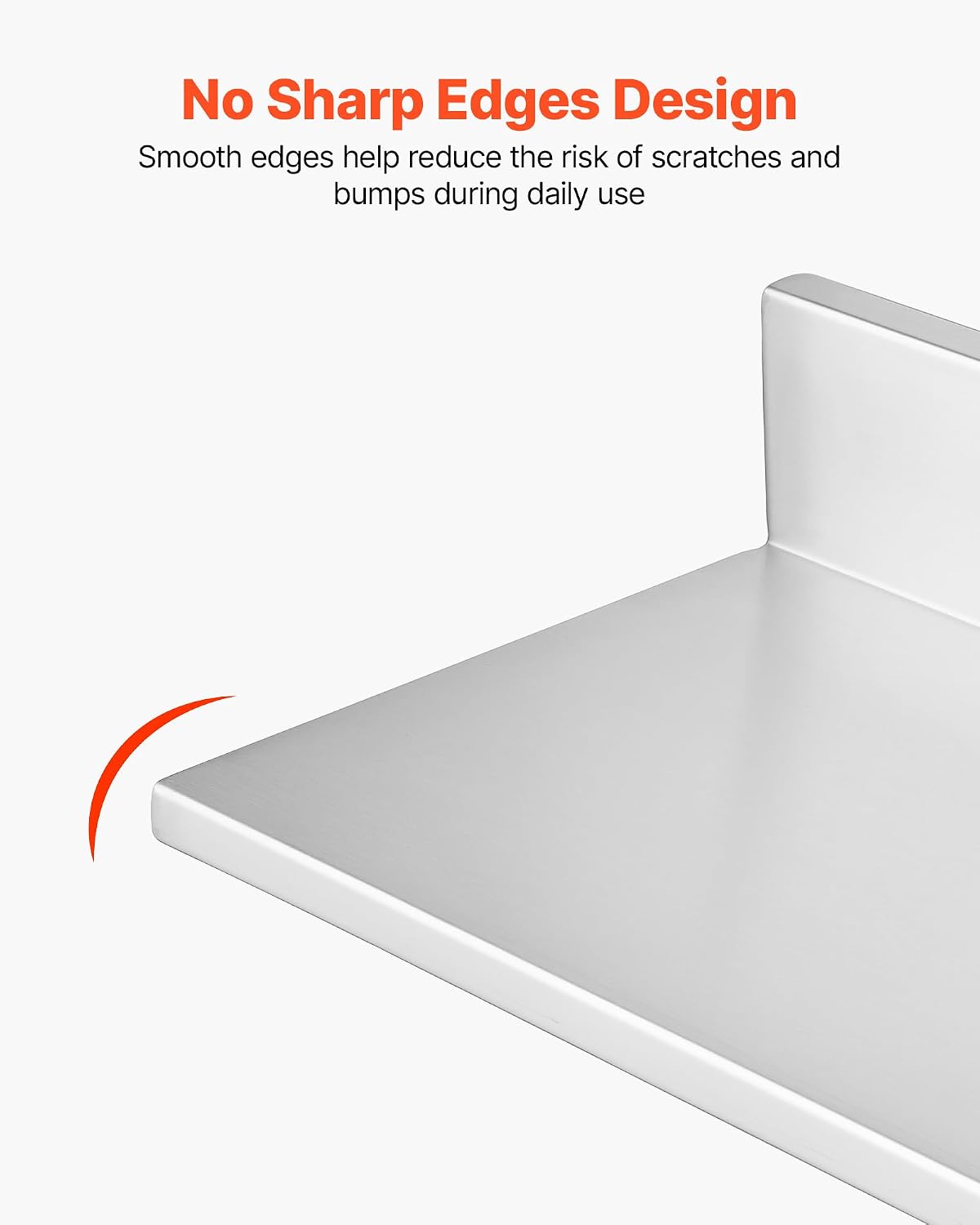 Stainless Steel Shelf 8.6" x 36" 2-Pack Wall Mount Floating Shelf