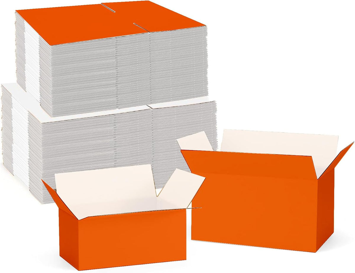 Orange (White Inside) Corrugated Shipping Boxes 10x6x2" Inch,25 Pc