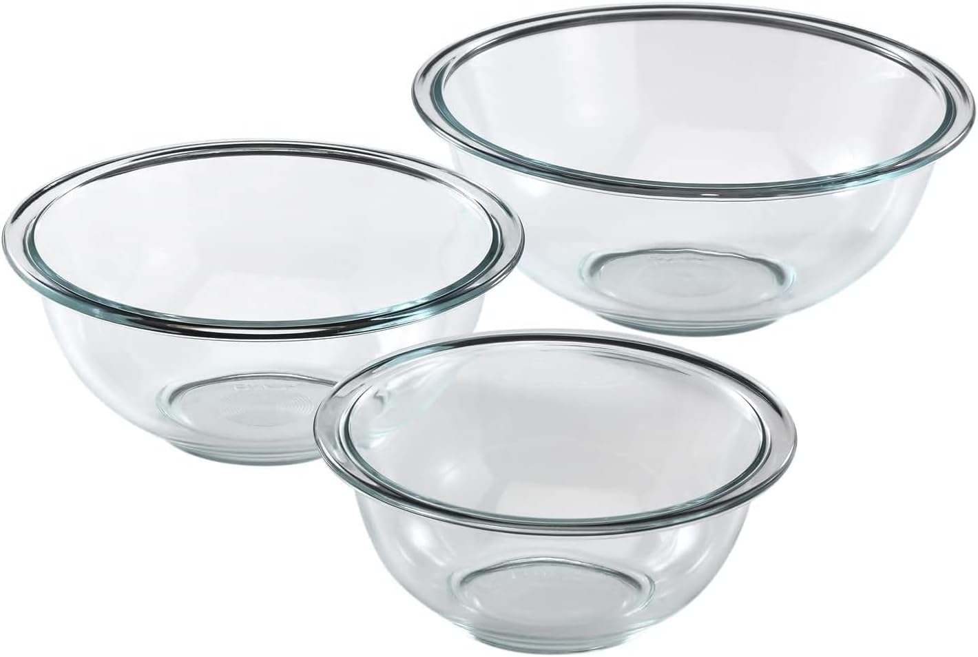 Essentials (3-Piece) Glass Mixing Bowls Set For Prepping, Baking and Cooking, Preheated Oven, Dishwasher, Freezer