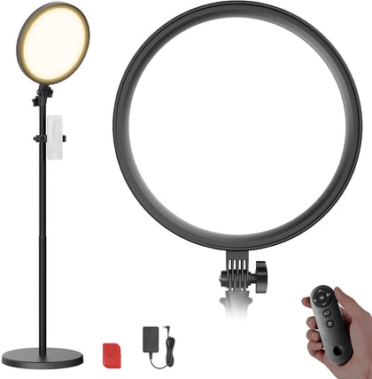 Basics 12" 24W Large Ring Light w 68" Stand/Phone Holder for iPhone | Remote, Video Recording Selfie Streaming Makeup