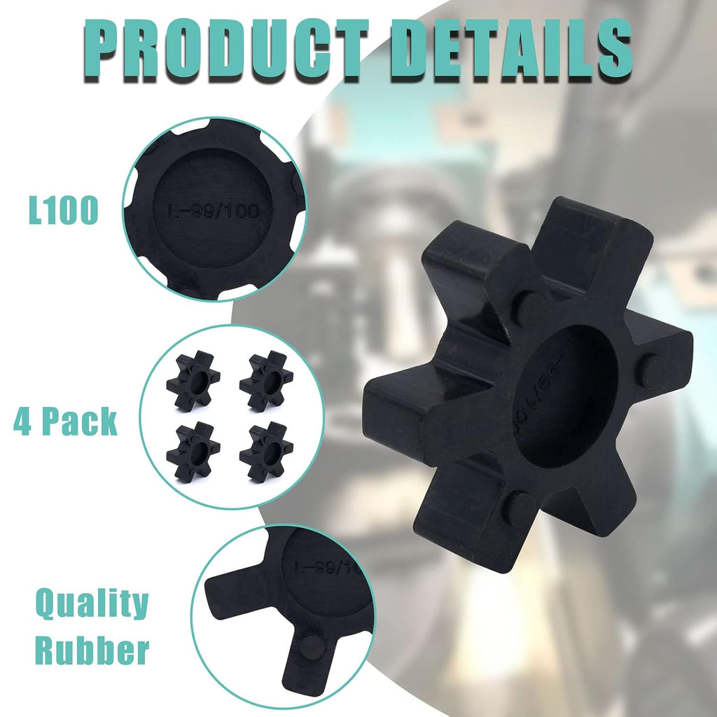 Flexible L100 NBR Rubber Spider Insert Solid Spider Center Inserts Fits for Lovejoy Martin L-Jaw Coupling (4 Pack)