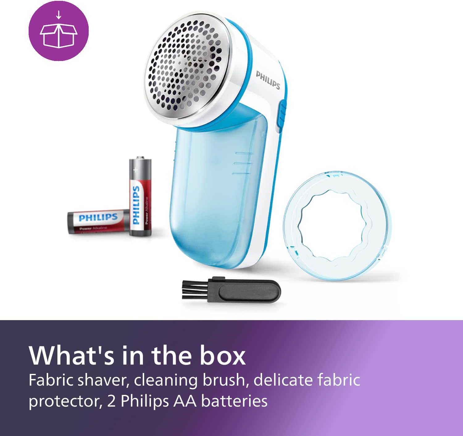 Philips Fabric Shaver, Removes Fabric Pills, Suitable for All Garments, Large Blade Surface, Cleaning Brush, Includes