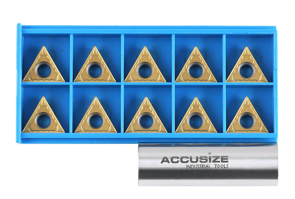 Accusize TCMT32.51 Carbide Insert, TiN Coated, 3/8 in I.C, 10 Pack