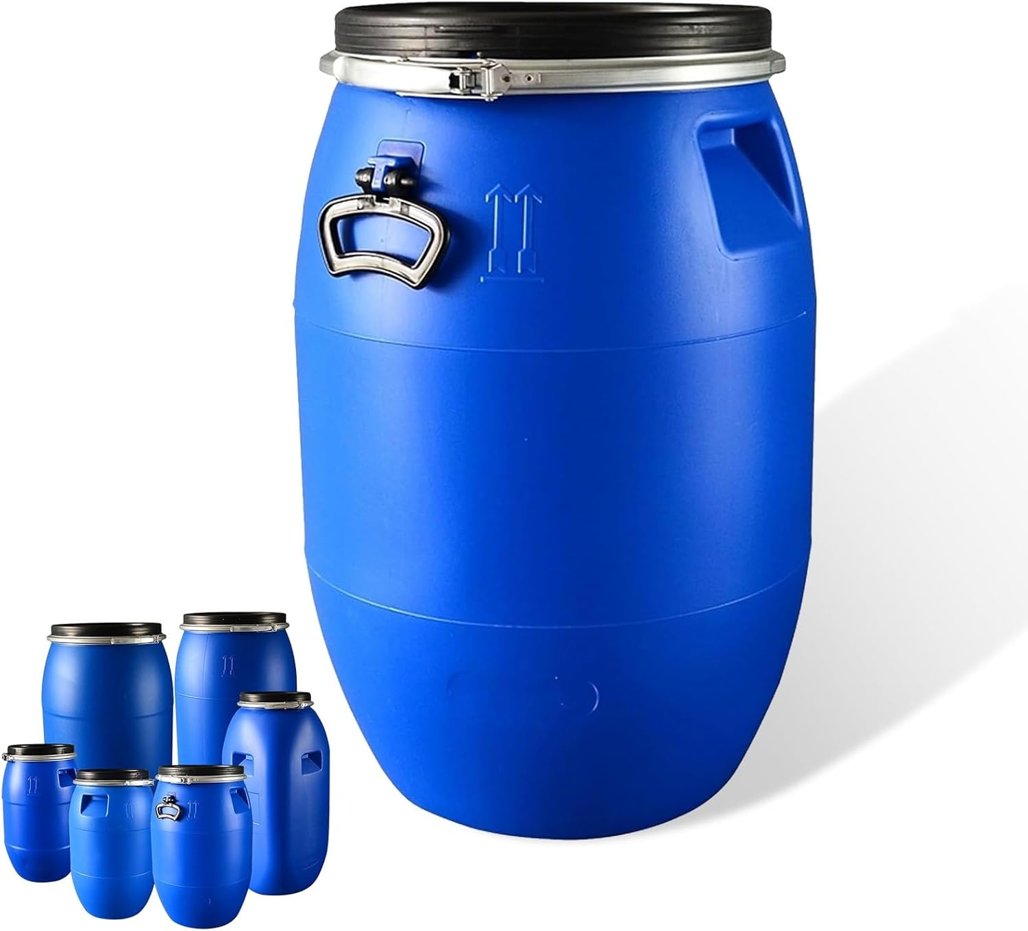 Blue Plastic Drum, Food Grade Barrel with Lid, for Shipping and Storage, Air Tight Design, Water Drum, Rain Barrel