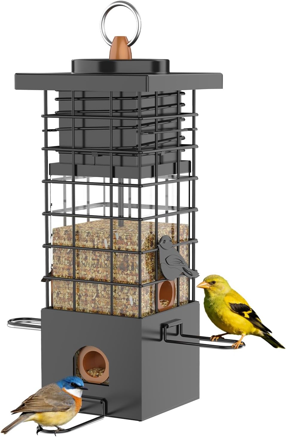 Metal Squirrel Proof Bird Feeder,2.5LB Capacity,Easy Refill & Clean
