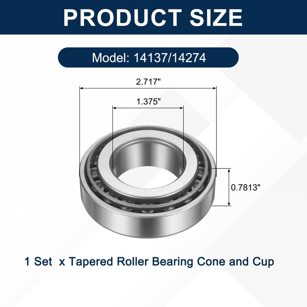 uxcell 14137/14274 Tapered Roller Bearing Cone and Cup Set, 1.375" Bore