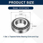 uxcell 14137/14274 Tapered Roller Bearing Cone and Cup Set, 1.375" Bore