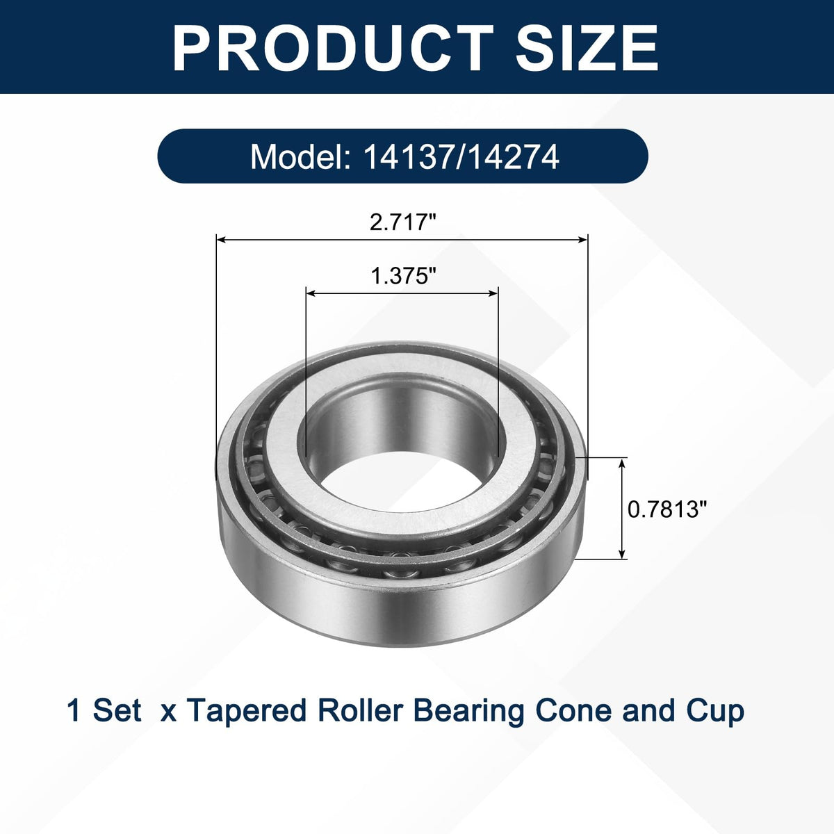 uxcell 14137/14274 Tapered Roller Bearing Cone and Cup Set, 1.375" Bore