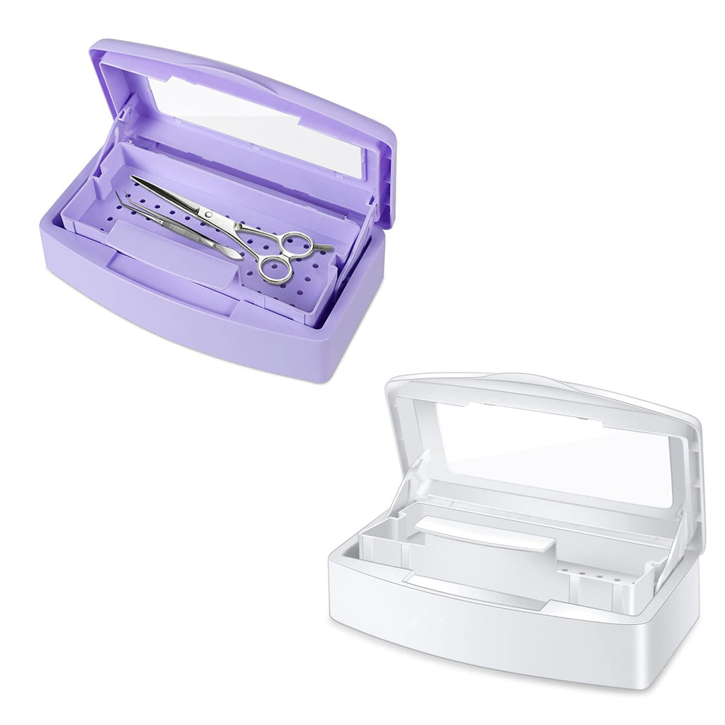 2 Piece Nail Tool Sterilizer Box barbicide Disinfectant Jar Plastic Disinfectant Container Suitable for Nail Tools