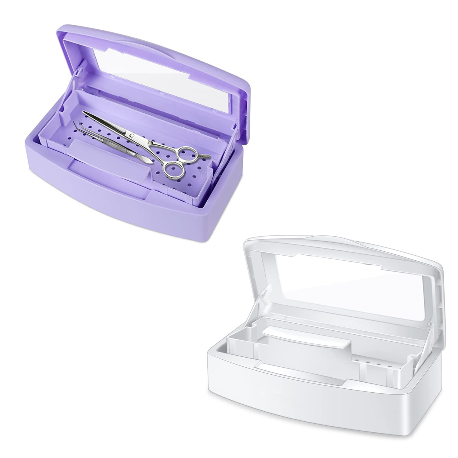 2 Piece Nail Tool Sterilizer Box barbicide Disinfectant Jar Plastic Disinfectant Container Suitable for Nail Tools