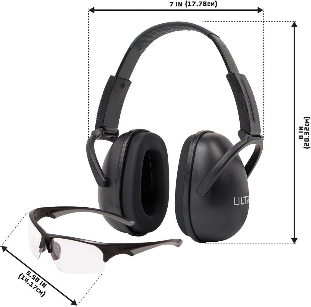 Allen Company Blocker Earmuff and Shooting Glasses Combo - Ear and Eye Safety - Hearing Protection and Noise