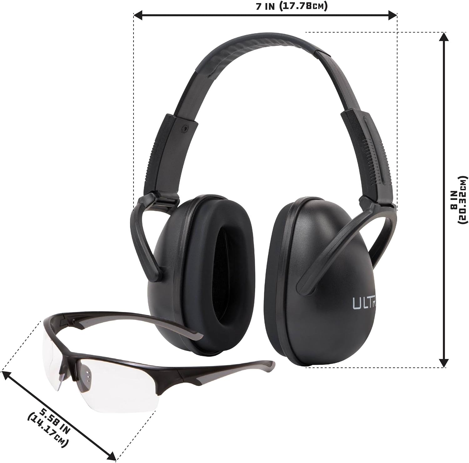 Allen Company Blocker Earmuff and Shooting Glasses Combo - Ear and Eye Safety - Hearing Protection and Noise