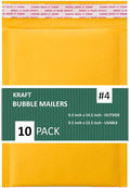 Kraft Bubble Mailers, Self-Seal, Waterproof & Cushioned Padded Envelopes for Shipping, 9.5 x 14.5 in (10 Pack, Gold)