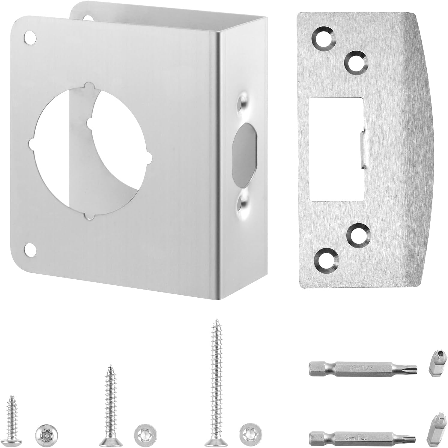 MP9454 Reinforcement Plate & Strike Plate for 1-3/8" Doors, 2-3/8" Backset | Stainless Steel,Includes Door Strike
