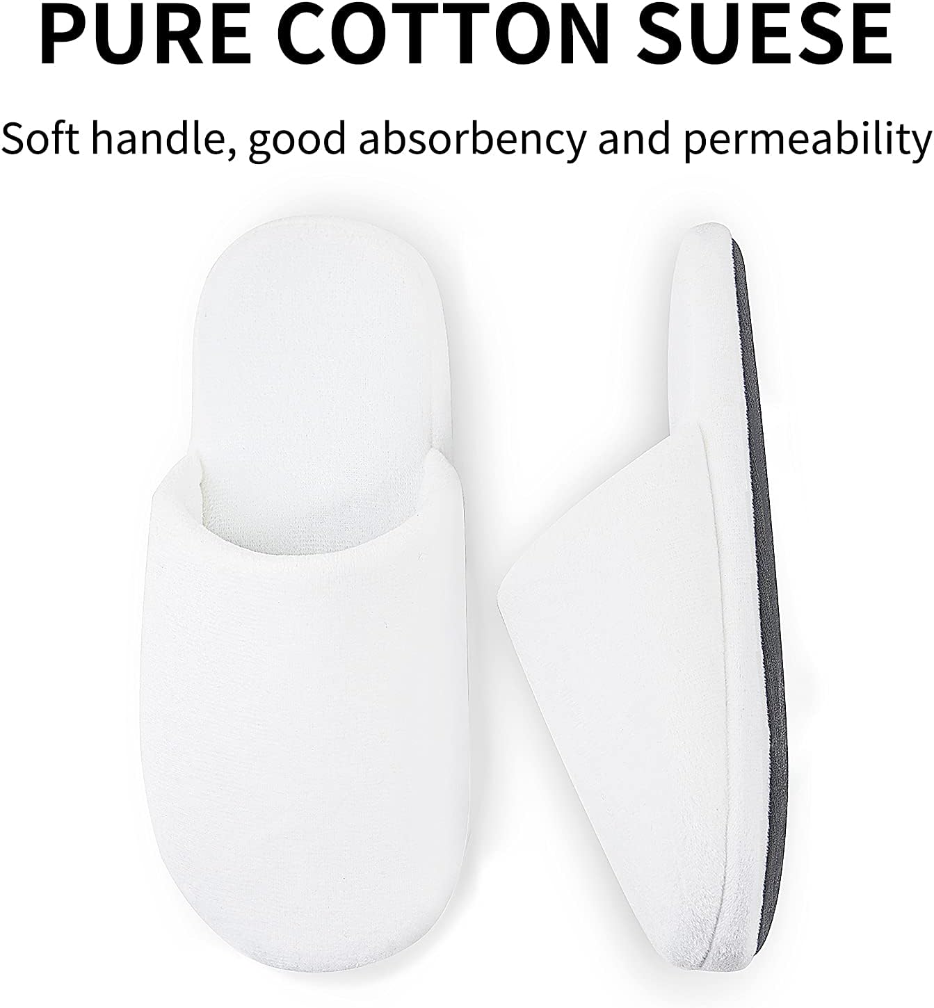 3-Pair Luxury Spa Slippers - Cotton Memory Foam Non-slip Closed Toe Washable Slippers for