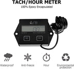 Moly Magnolia Small Engine Tachometer Hour Meter, 0-25000 RPM Inductive