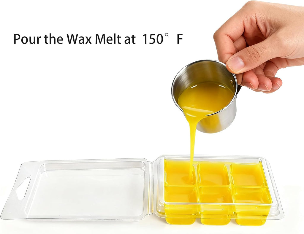 100 Pack Plastic Wax Melt Clamshell Mold, 6 Cavity Square Clear Wax Melt Molds Containers for DIY Wax Melt Candle