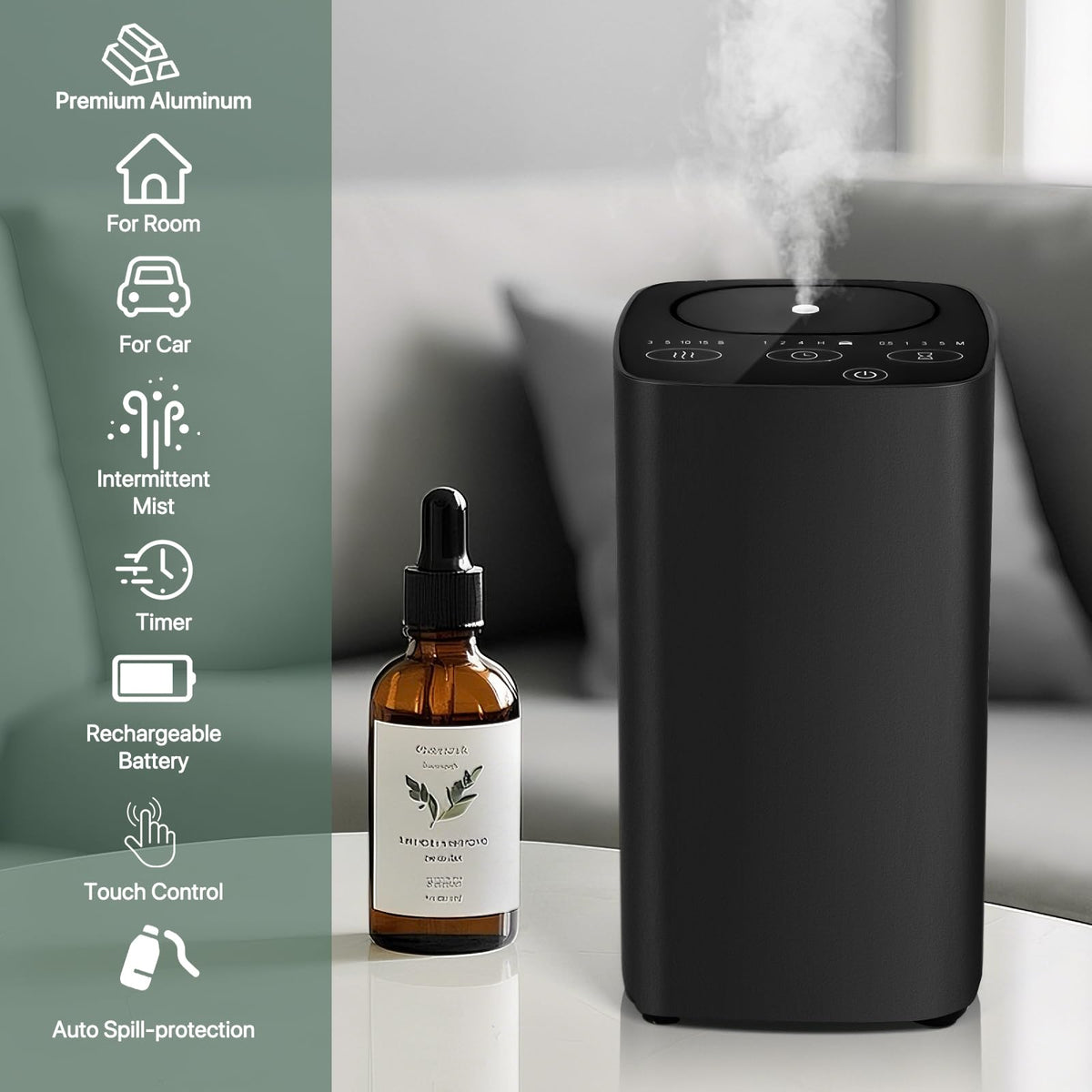 Waterless Car Essential Oil Diffuser, Portable Nebulizer Aromatherapy Diffuser, Mini Scent Air Machine with Timers