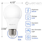 A19 4000K LED Light Bulbs Neutral White 60 Watt Equivalent E26 Medium Base
