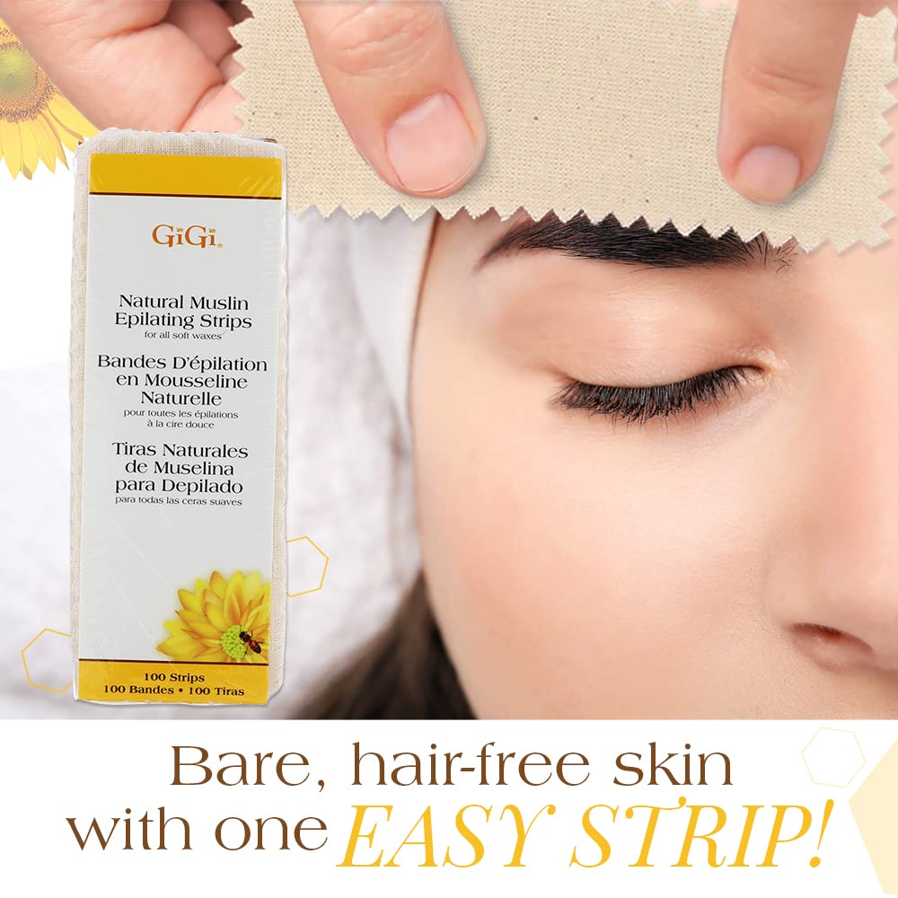 Waxing Strips for Hair Waxing/Hair Removal, Small Natural Muslin Strips, 100 Ct (1.75 in x 4.5 in) Small