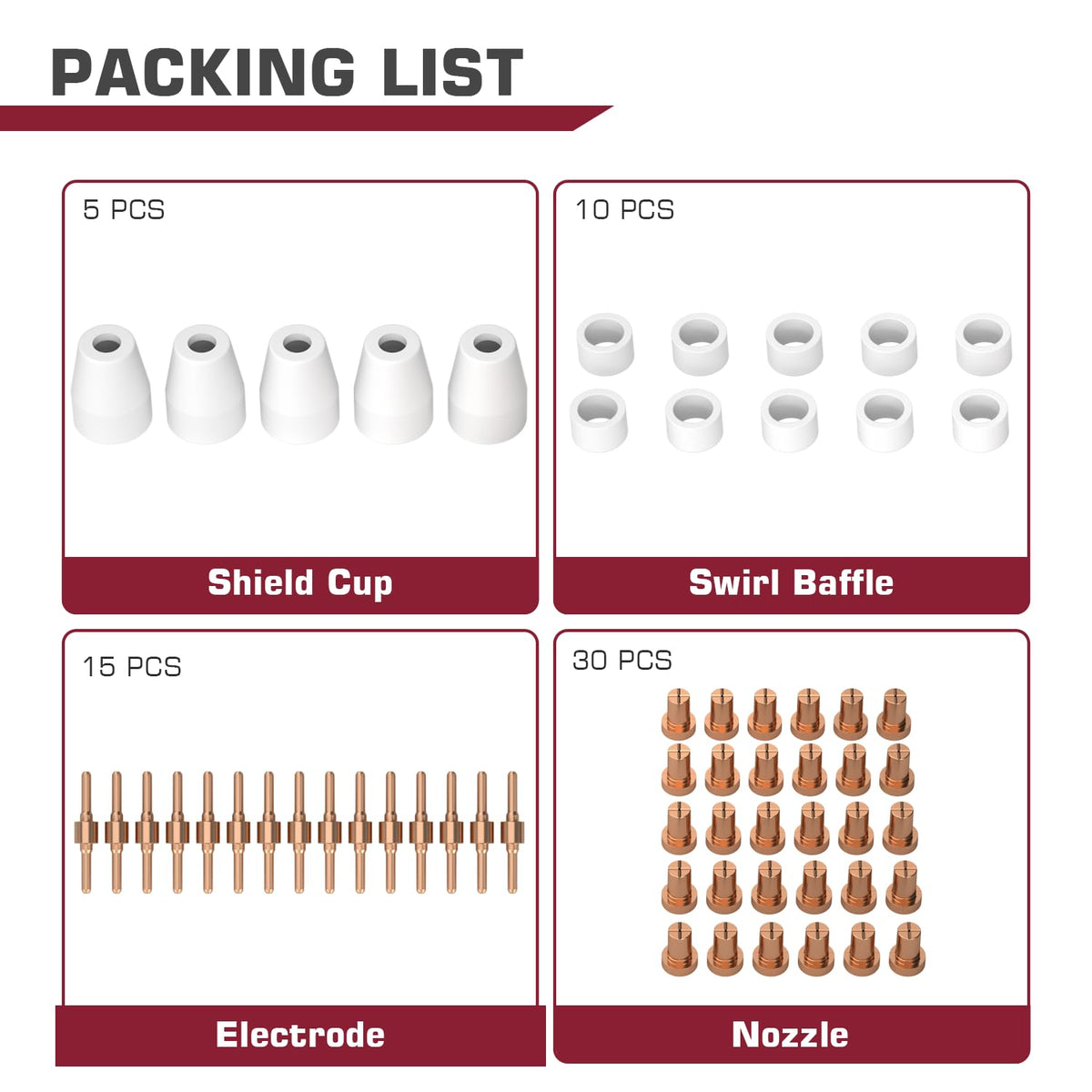 ARCCAPTAIN 60PCS PT31 Plasma Cutting Consumables