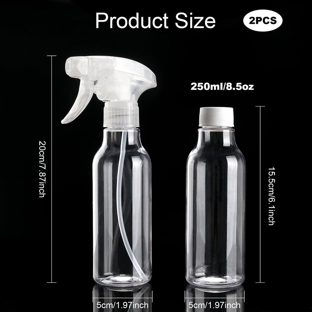 Plastic Spray Bottles 8.8oz/260ml 2 Pack Empty Clear Spray Bottle