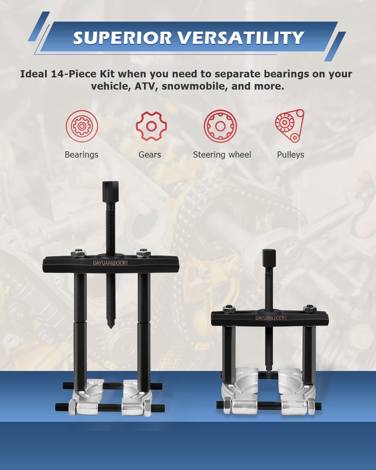 12pcs Bearing Separator Puller Set, Heavy Duty 5 Ton Capacity 2" and 3" Bearings Splitters Puller Kit