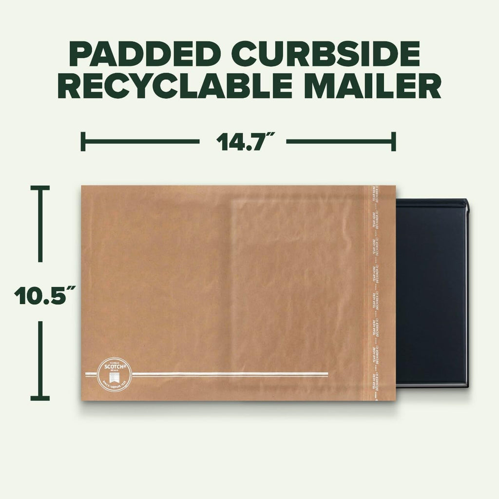 Curbside Recyclable Padded Mailers, 10 Pack, 10.5 x 14.75 in